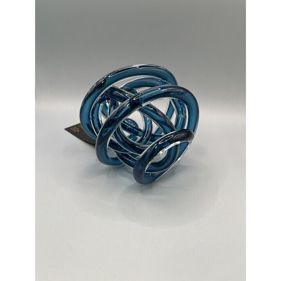 Blue Glass Interchangeable 5.5” Knot Orb Sphere Decor Nouveau Handmade - Picture 5 of 8
